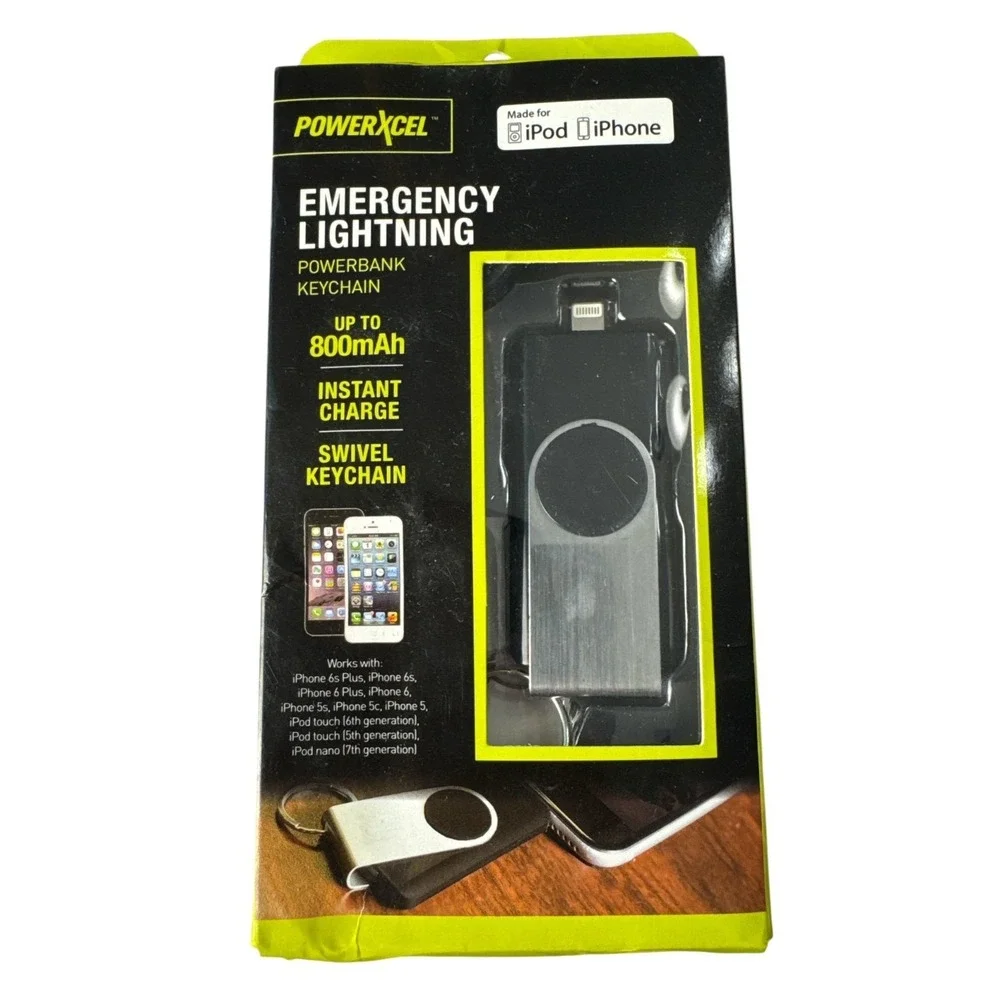 PowerXcel Emergency 800MAH Instant Charge Powerbank Keychain Micro USB‎ Black
